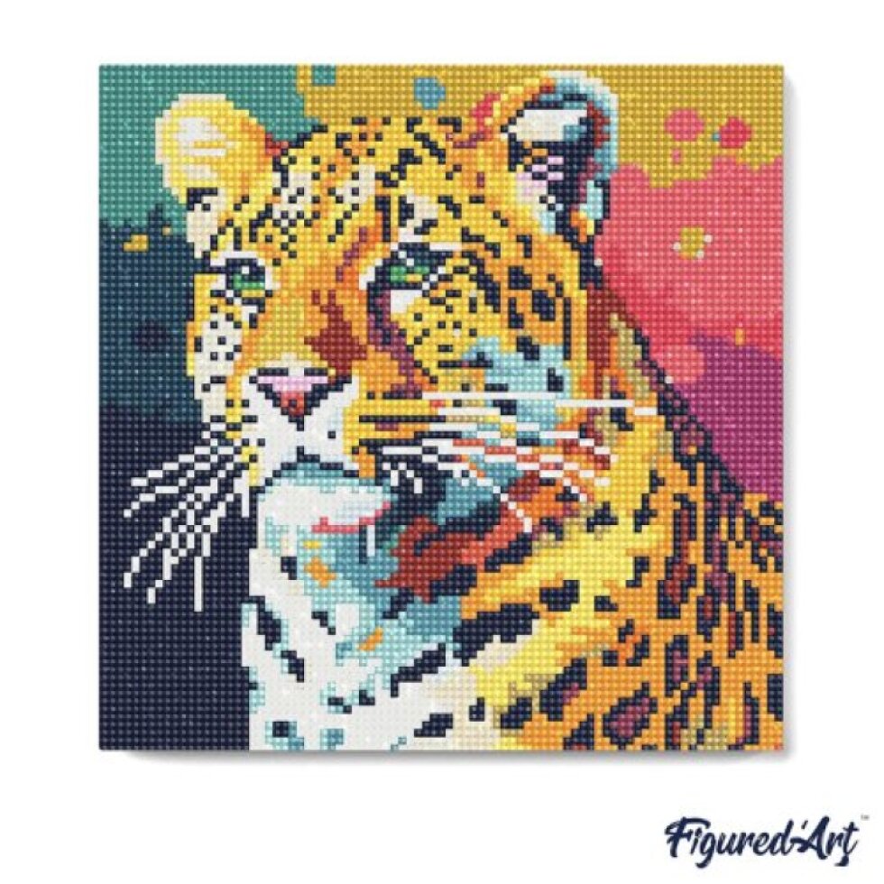Mini diamantové malování - LEOPARD POP ART 25 x 25 cm bez rámu