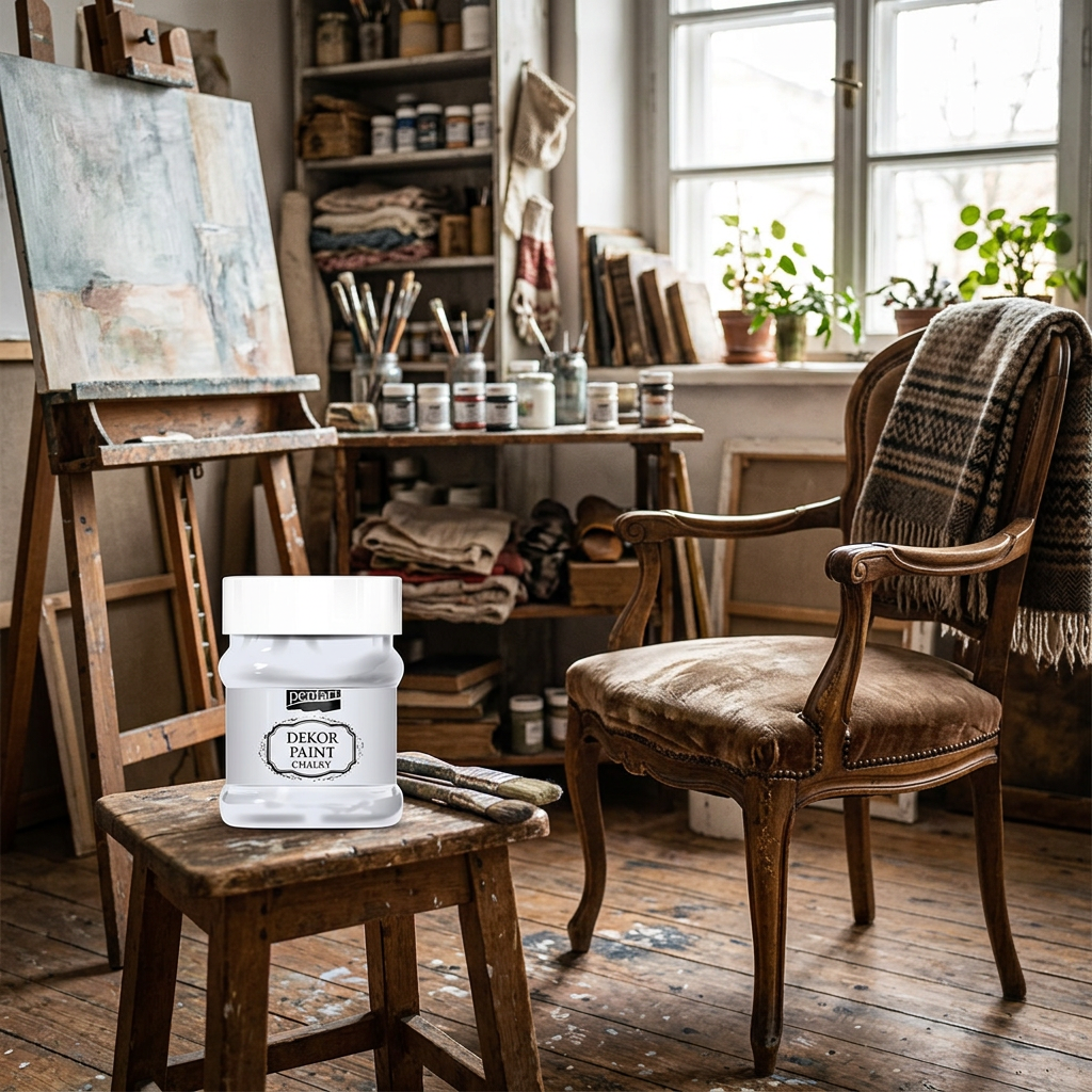 Křídová a dekorační barva PENTART 230 ml TLUMENÁ BÍLÁ
