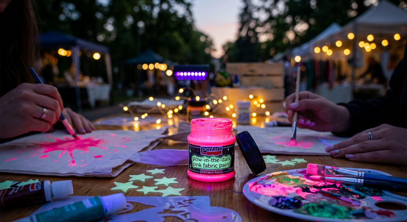 Barva na textil PENTART 30 ml SVÍTÍCÍ VE TMĚ RŮŽOVÁ