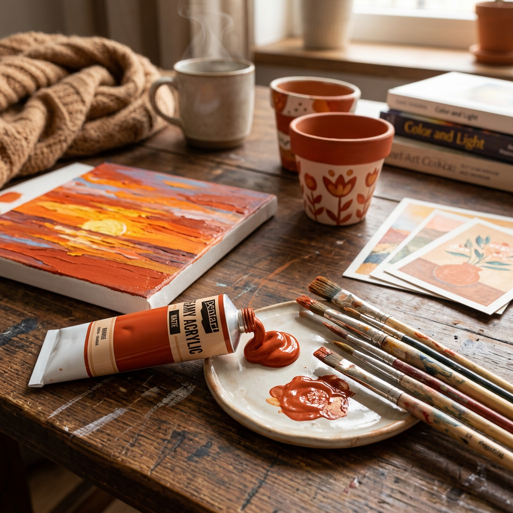 Krémová akrylová barva matná PENTART 60 ml ORANŽOVÁ