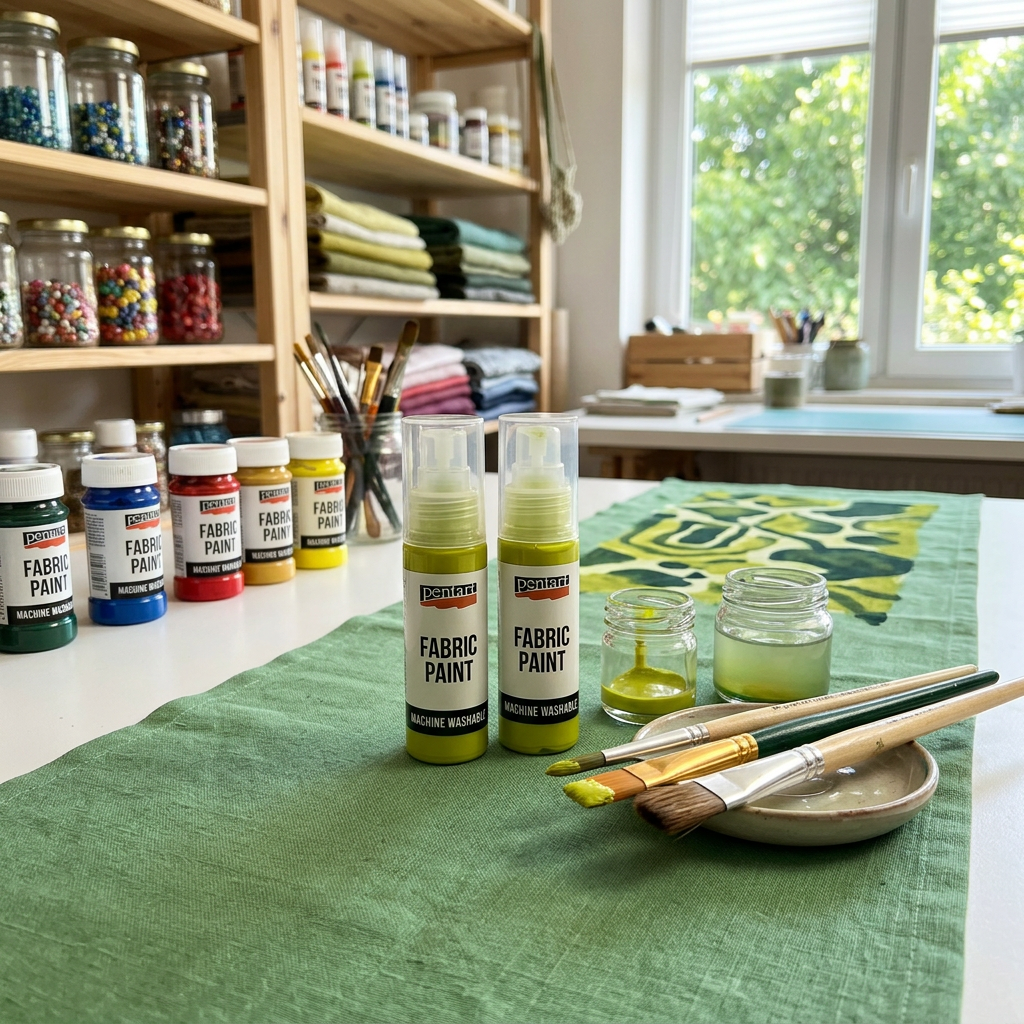 Barva na světlý a tmavý textil PENTART 20 ml JABLEČNÁ ZELENÁ