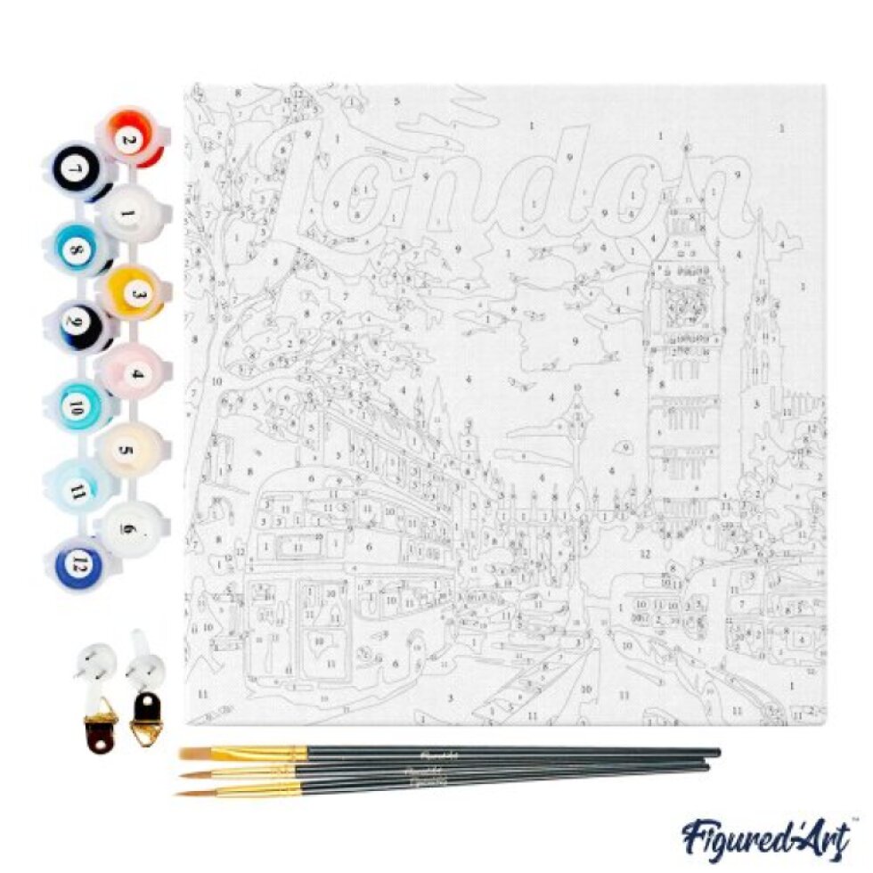 Mini malování podle čísel - Travel poster LONDON 20 x 20 cm na rámu