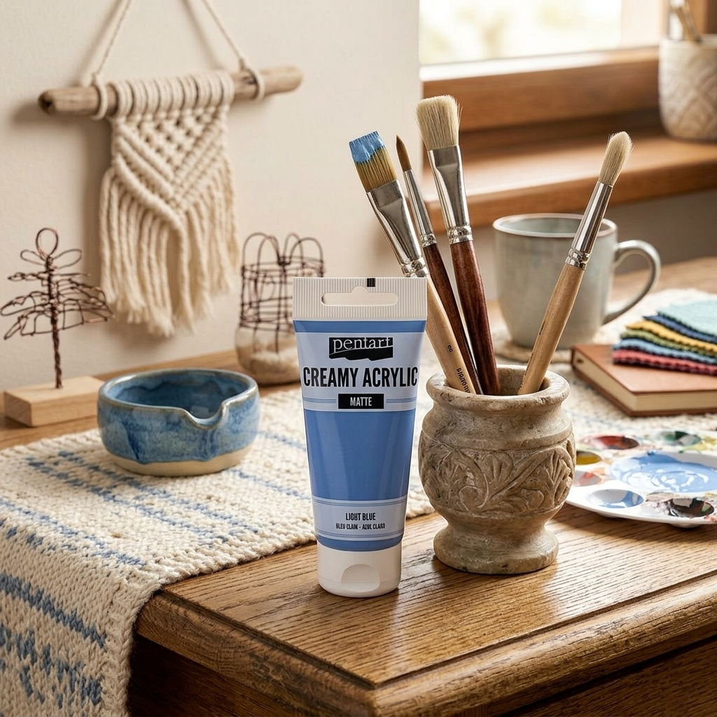 Krémová akrylová barva matná PENTART 60 ml SVĚTLÁ MODRÁ