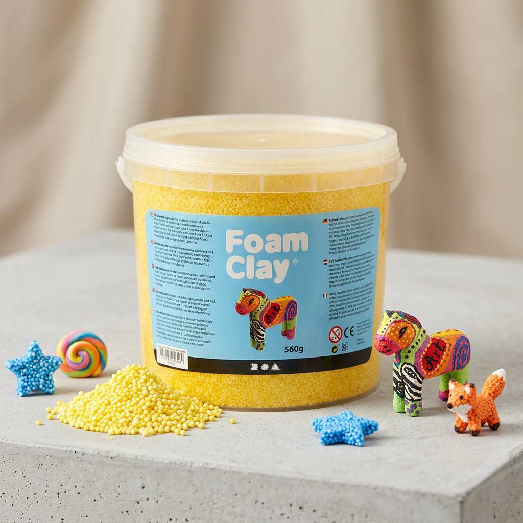 Samotvrdnoucí modelovací pěnová kuličková hmota Foam Clay ŽLUTÁ 560g