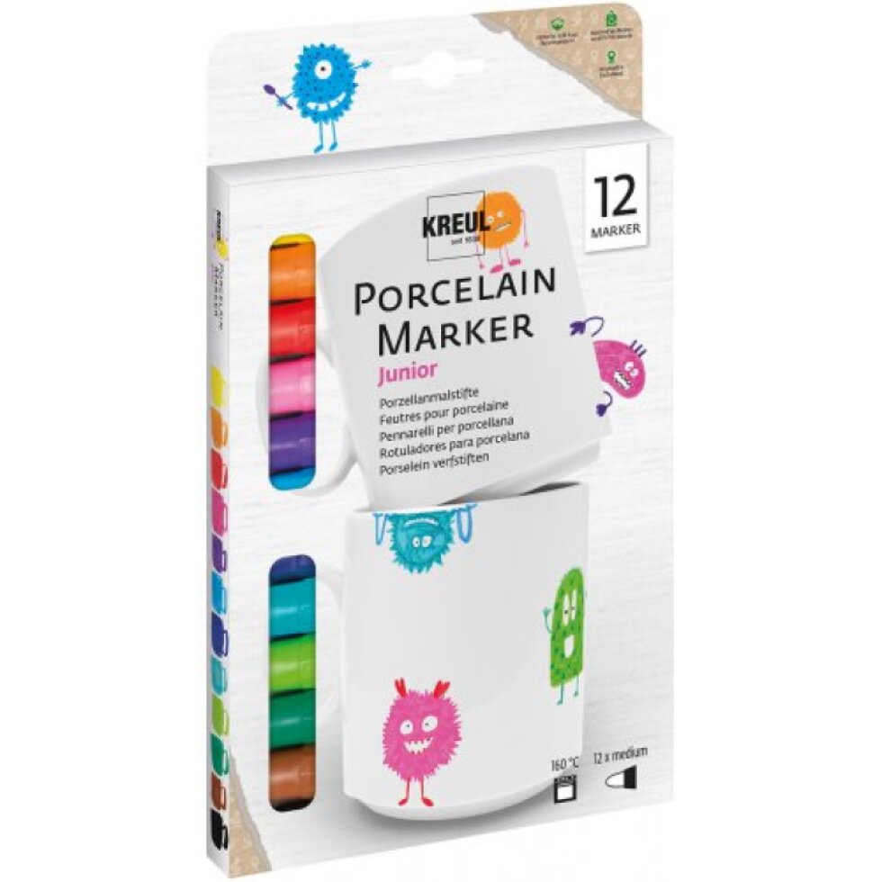 Sada Fix na porcelán KREUL medium JUNIOR 12 barev