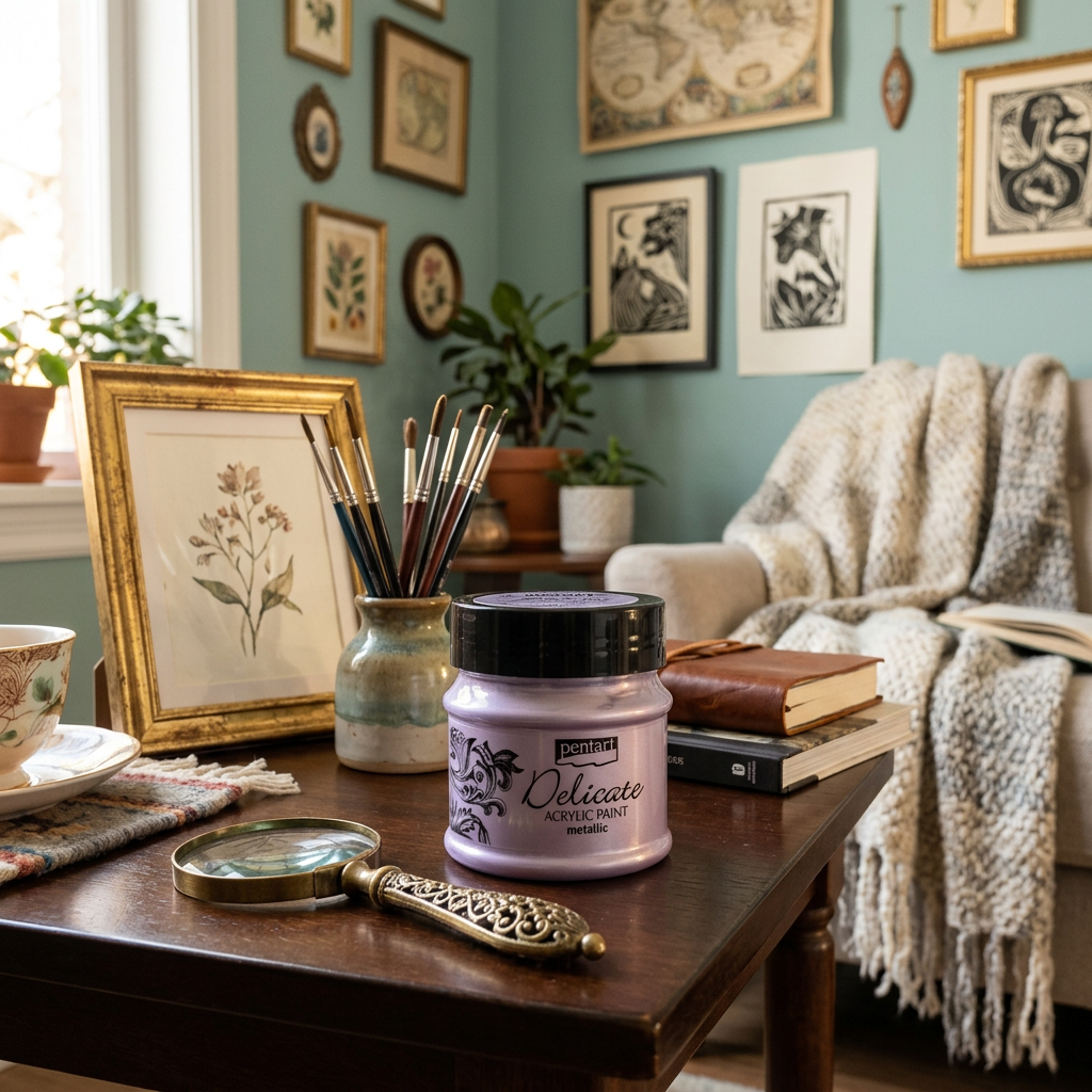 Akrylová barva delikátní metalická PENTART 50 ml PURPUROVÁ STŘÍBRNÁ
