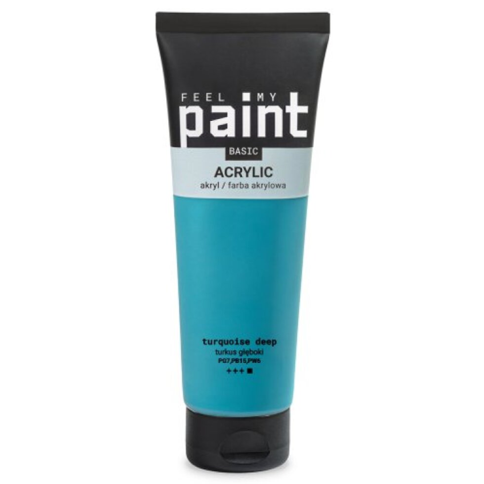 Akrylová barva FeelMyPaint 120 ml TYRKYSOVÁ DEEP - certifikace o bezpečnosti dětských hraček