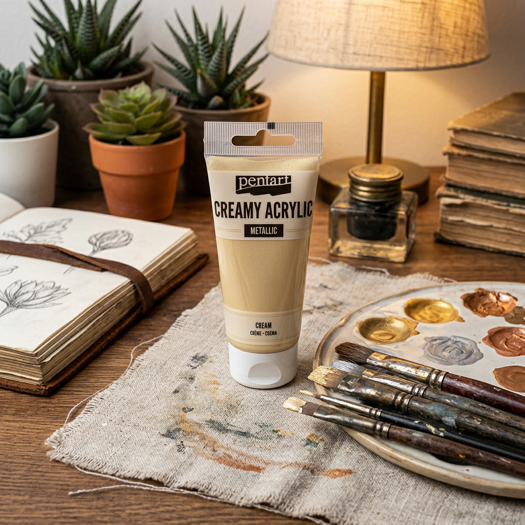 Krémová akrylová barva pololesklá PENTART 60 ml KRÉMOVÁ