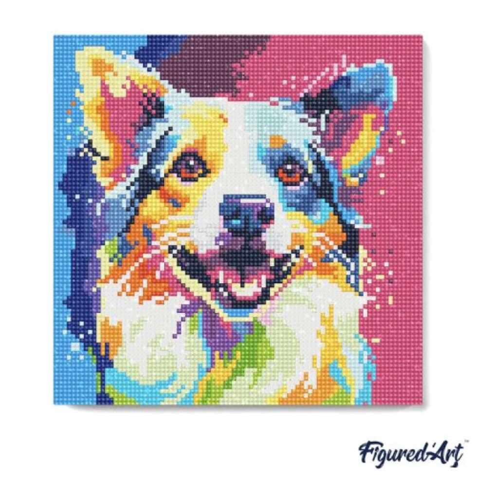 Mini diamantové malování - PES POP ART 25 x 25 cm bez rámu