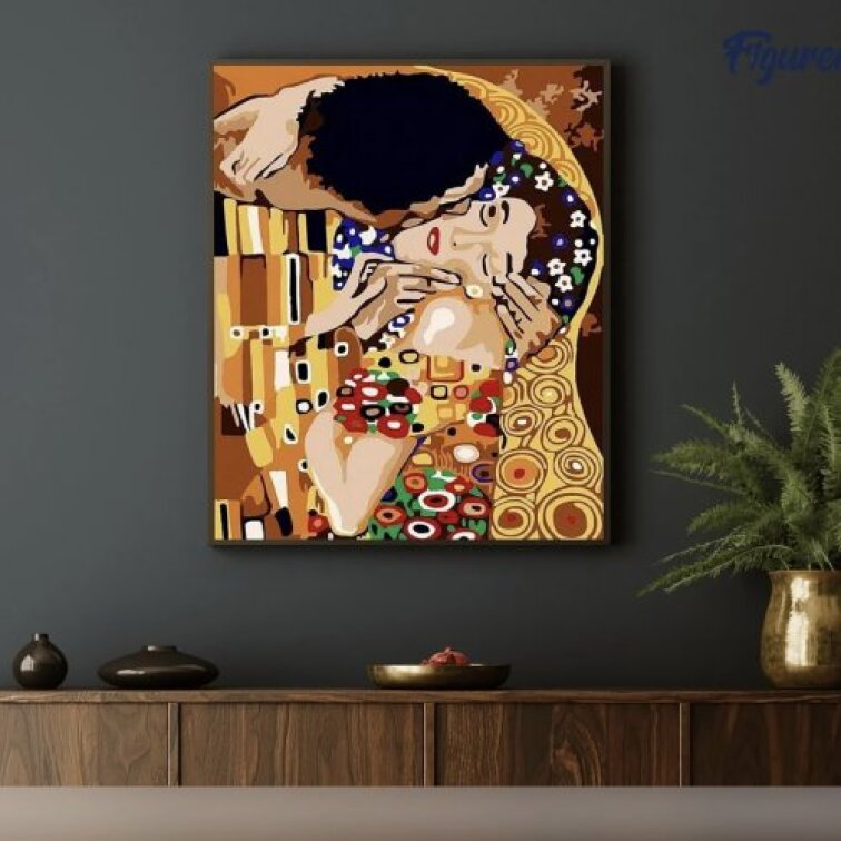 Malování podle čísel - GUSTAV KLIMT POLIBEK bez rámu 40 x 50 cm