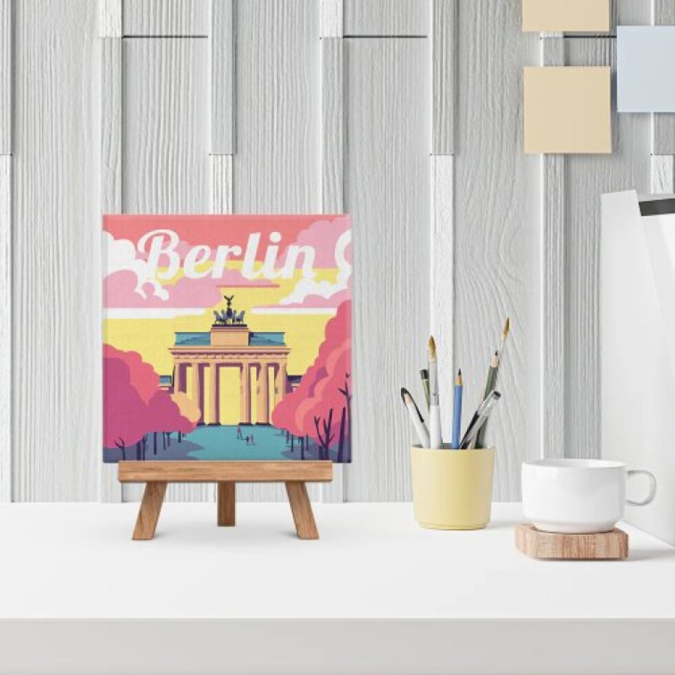 Mini malování podle čísel - Travel Poster BERLÍN 20 x 20 cm na rámu