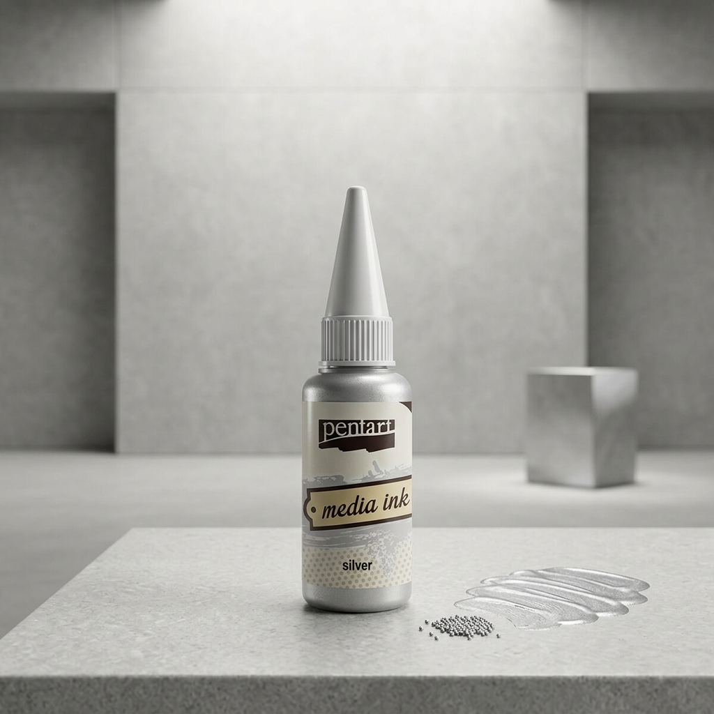 Alkoholový inkoust MEDIA INK PENTART 20 ml STŘÍBRNÁ