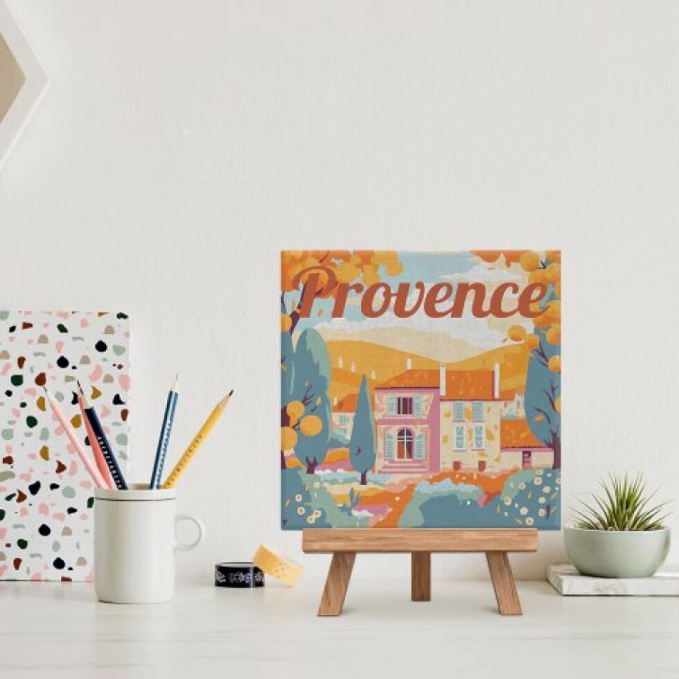 Mini malování podle čísel - Travel Poster PODZIM V PROVENCE 20 x 20 cm na rámu