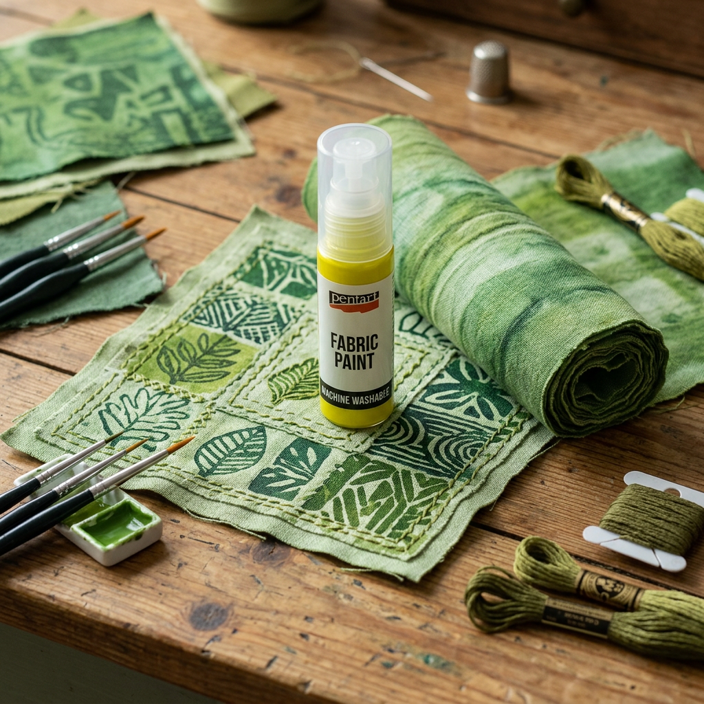 Barva na světlý a tmavý textil PENTART 20 ml JABLEČNÁ ZELENÁ