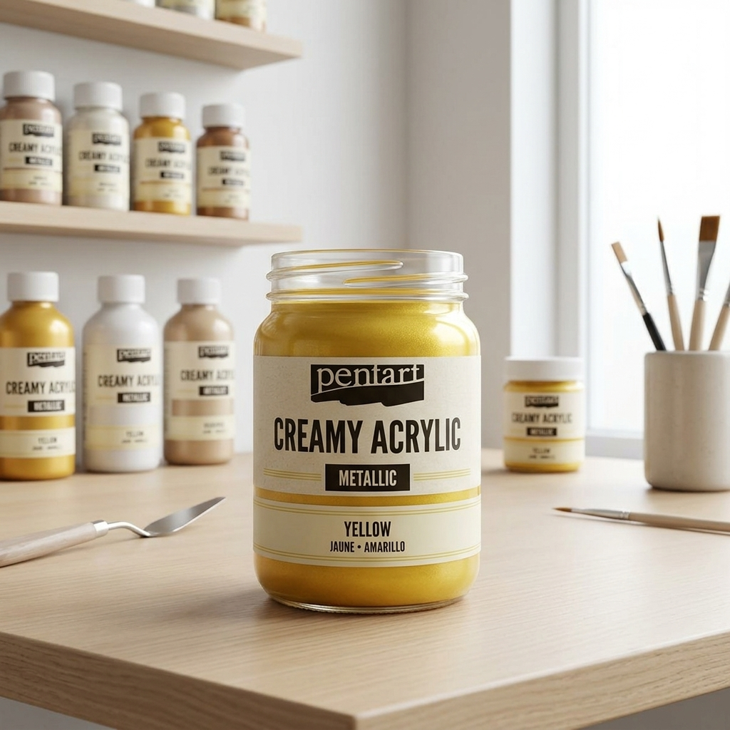 Krémová akrylová barva pololesklá PENTART 60 ml ŽLUTÁ