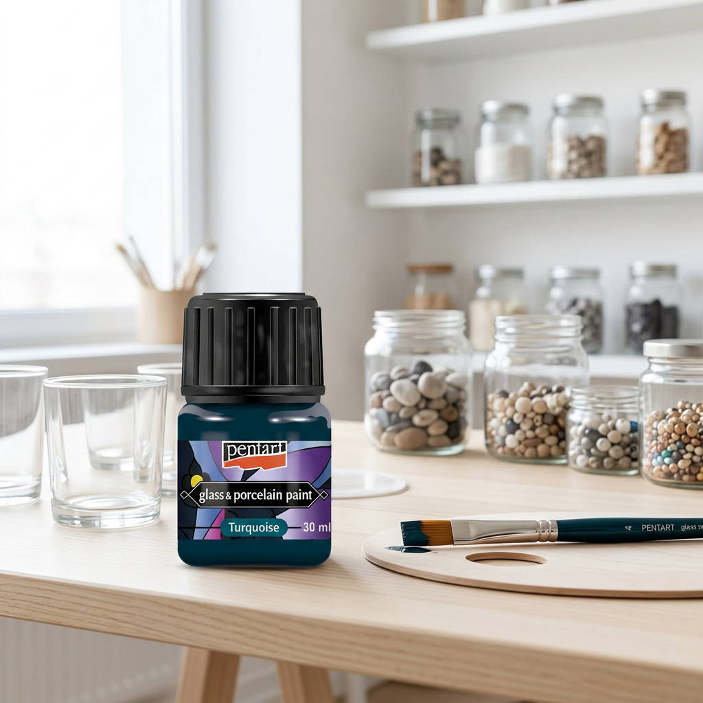 Barva na sklo a porcelán PENTART 30 ml TYRKYSOVÁ MODRÁ
