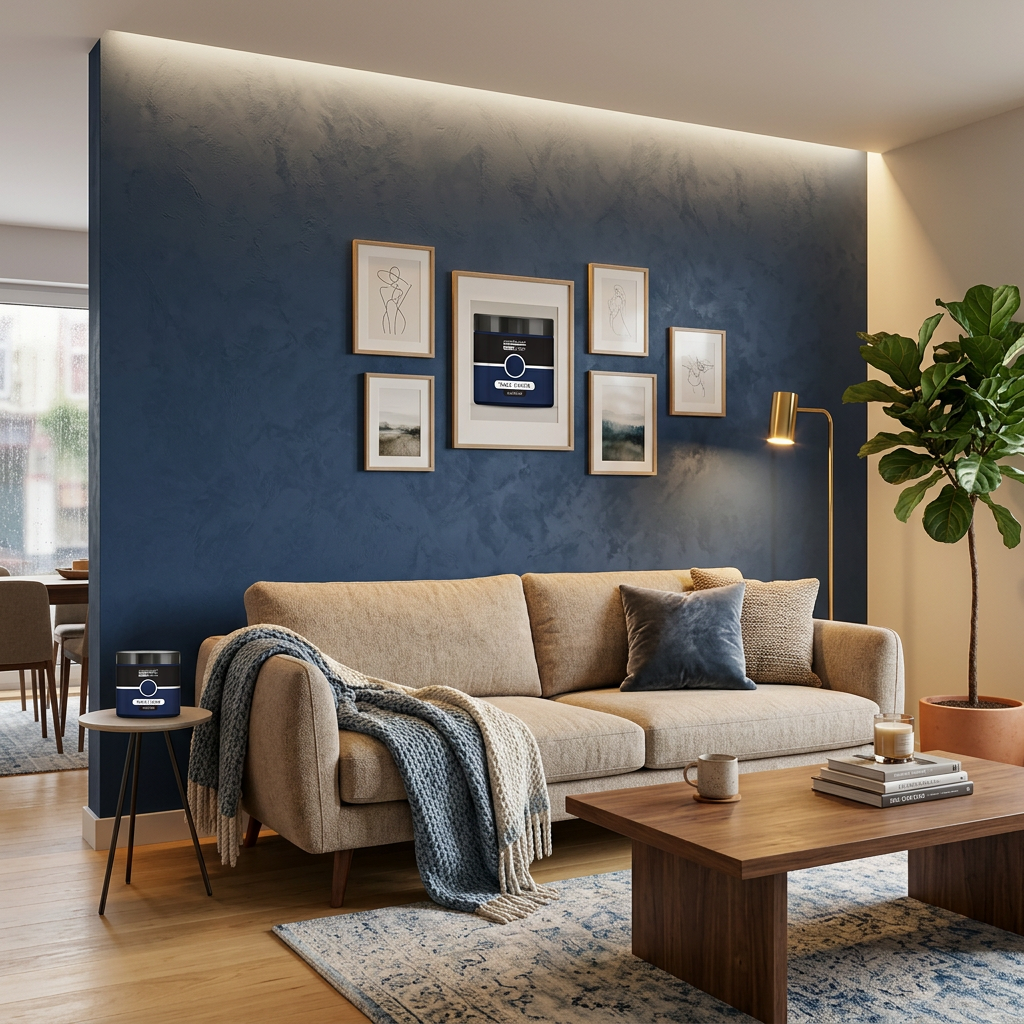 Lazurovací barva na zeď barevná WALL DECOR 500 ml OCELOVÁ MODRÁ