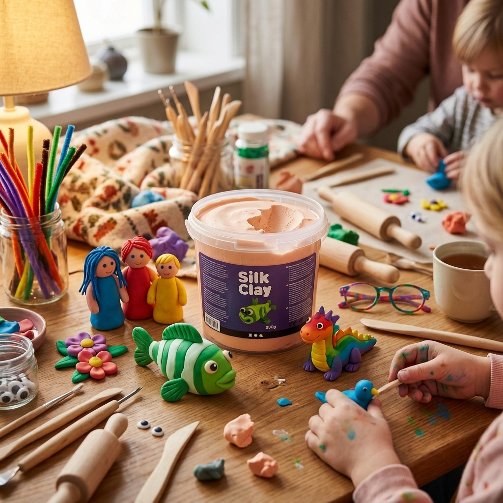 Samotvrdnoucí modelovací lehká hmota Silk Clay SVĚTLÁ BÉŽOVÁ 650 g