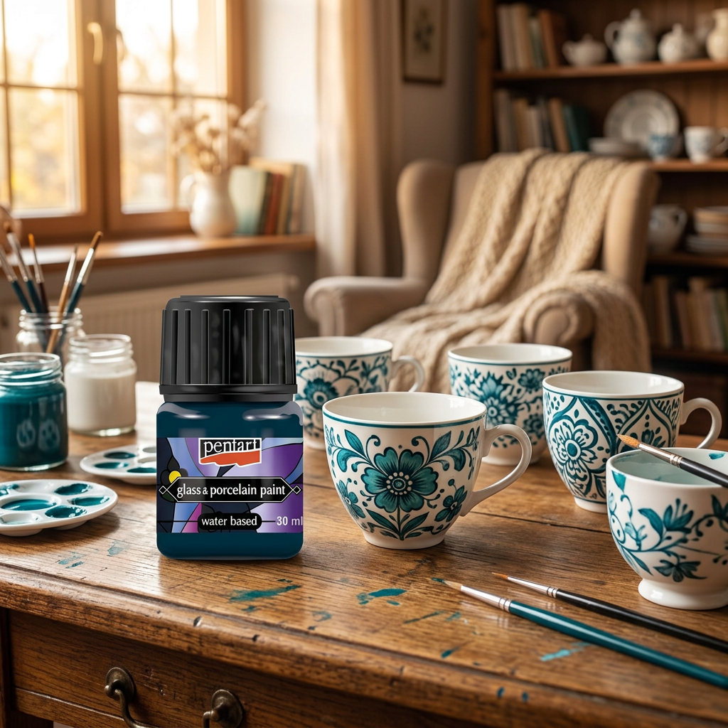 Barva na sklo a porcelán PENTART 30 ml TYRKYSOVÁ MODRÁ