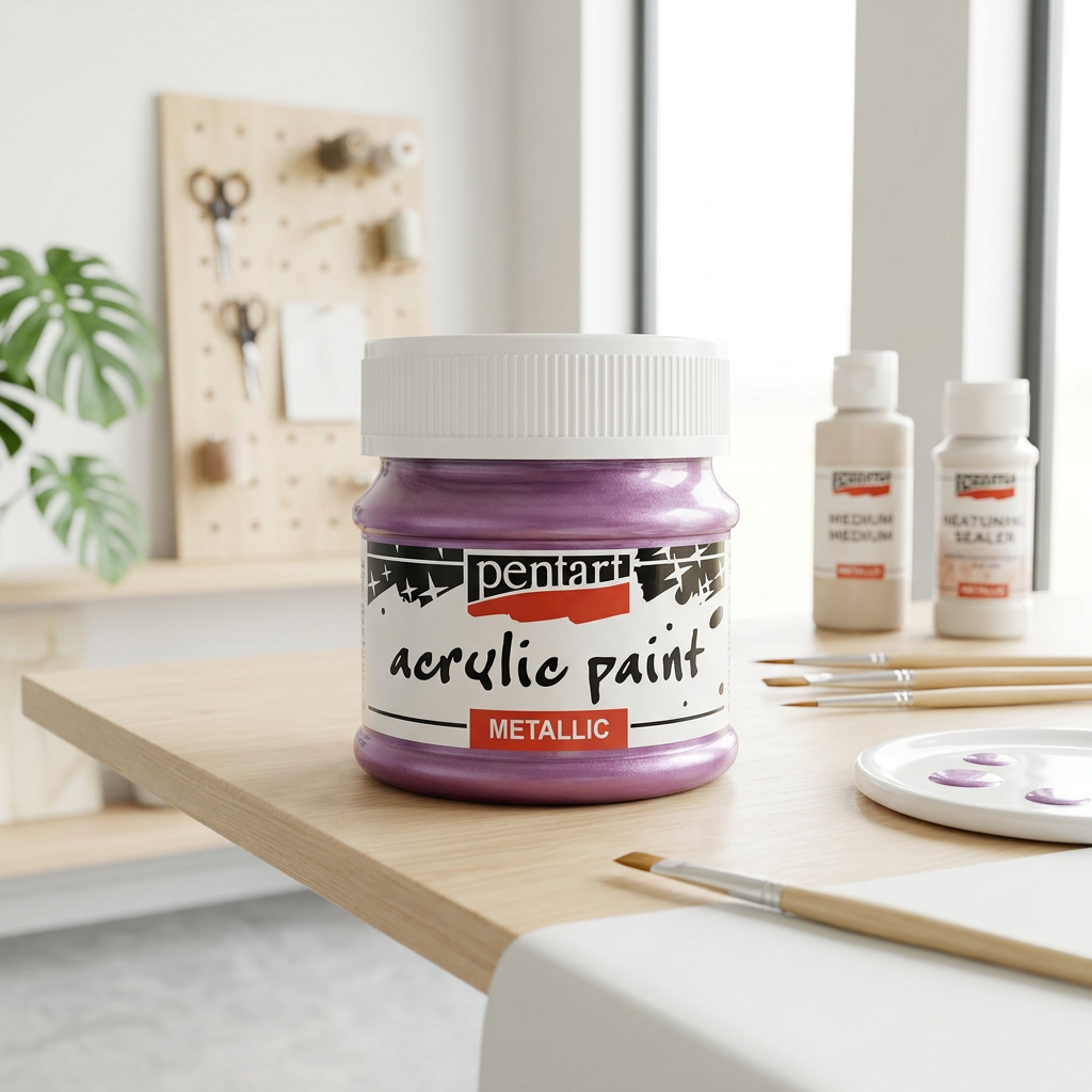 Akrylová barva metalická PENTART 50 ml SVĚTLÁ LILA