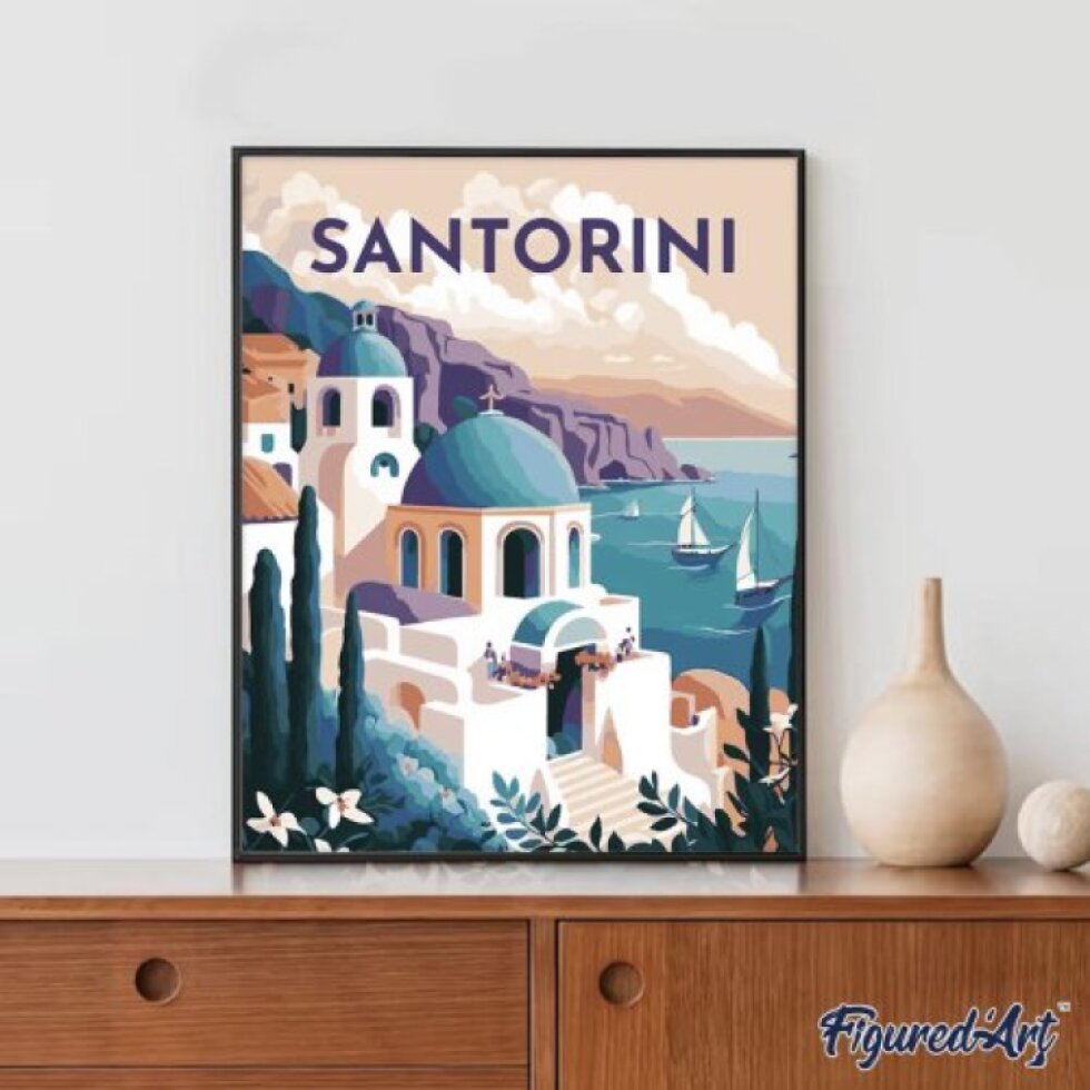 Malování podle čísel - VINTAGE SANTORINI bez rámu 40 x 50 cm
