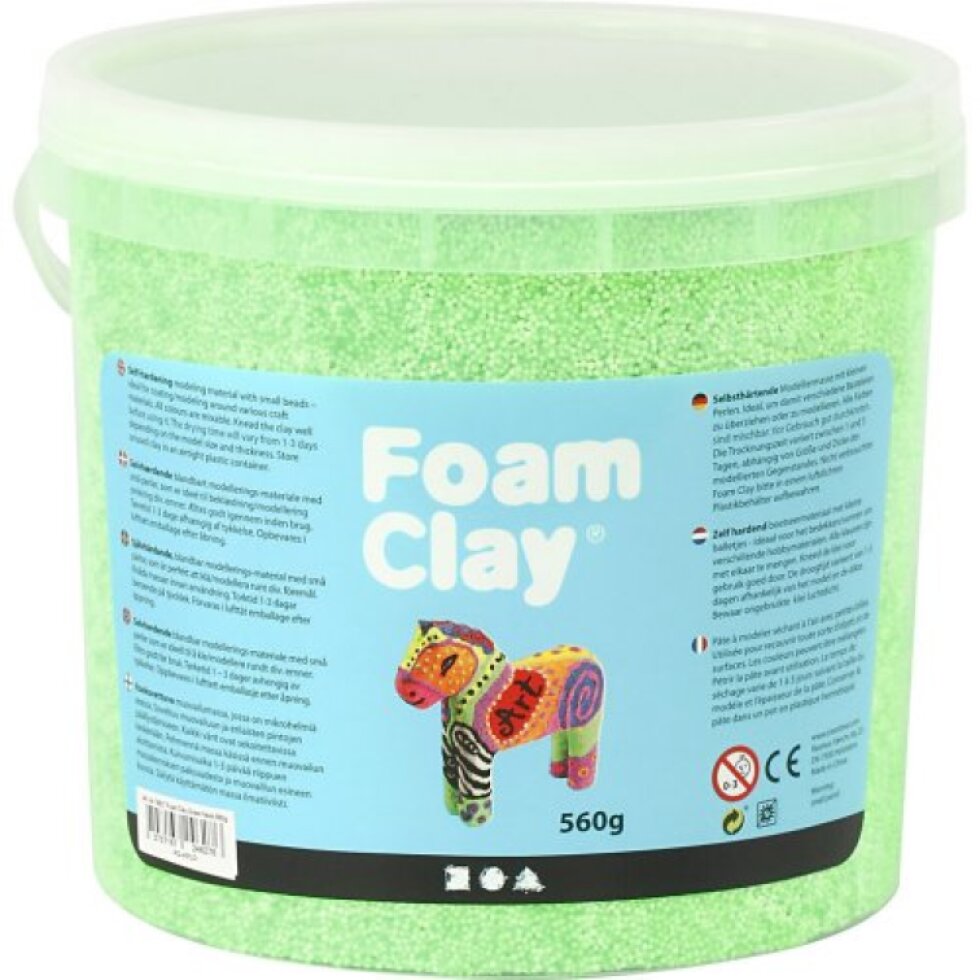 Samotvrdnoucí modelovací pěnová kuličková hmota Foam Clay NEONOVÁ ZELENÁ 560g