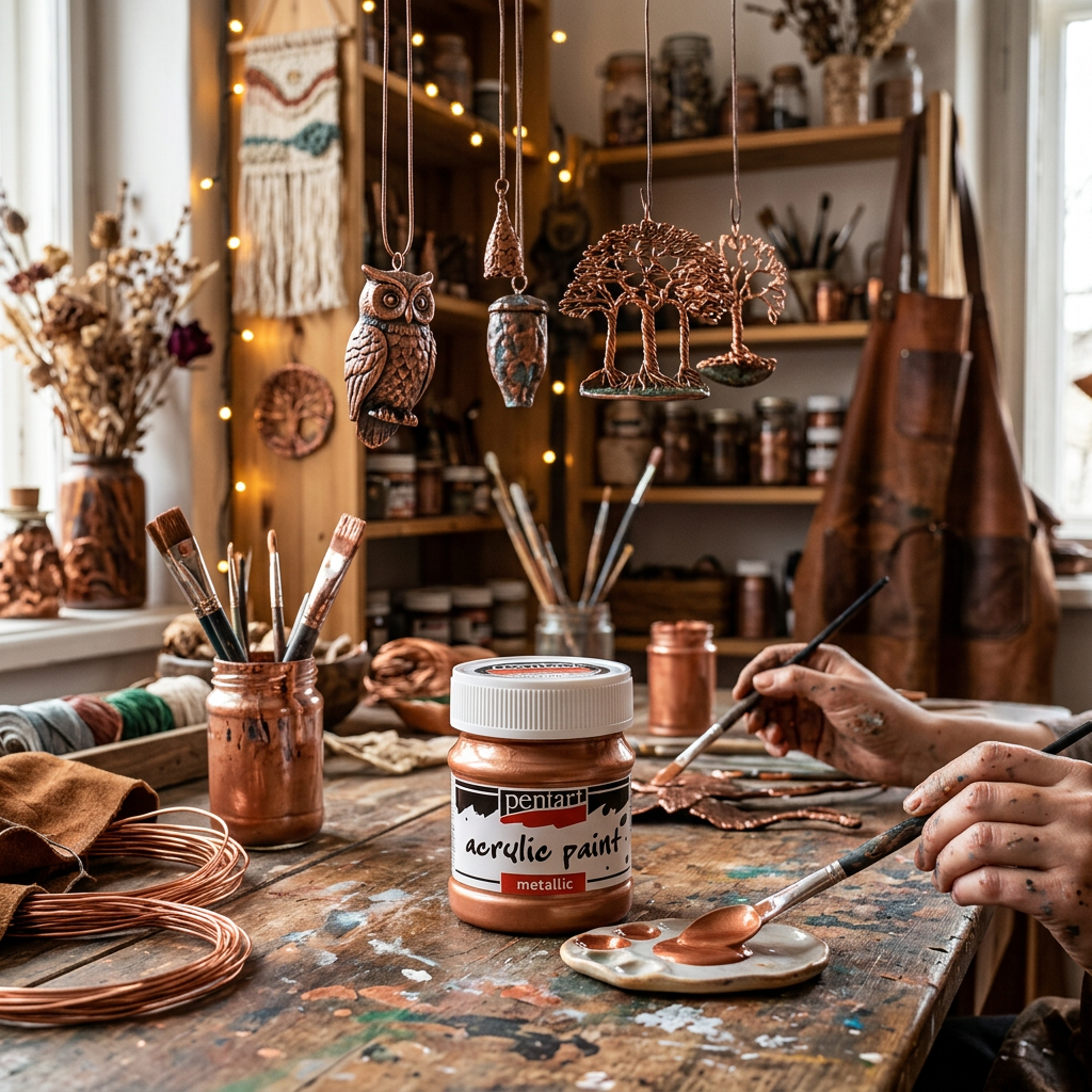 Akrylová barva metalická PENTART 230 ml ANTICKÁ MĚDĚNÁ