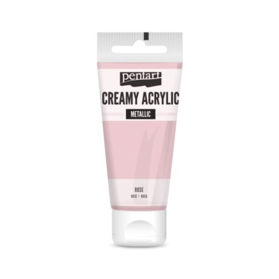 Krémová akrylová barva metalická PENTART 60 ml RŮŽOVÁ