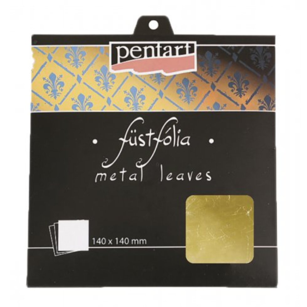 Metalické plátky PENTART 140 x 140 mm 5 listů ZLATÁ