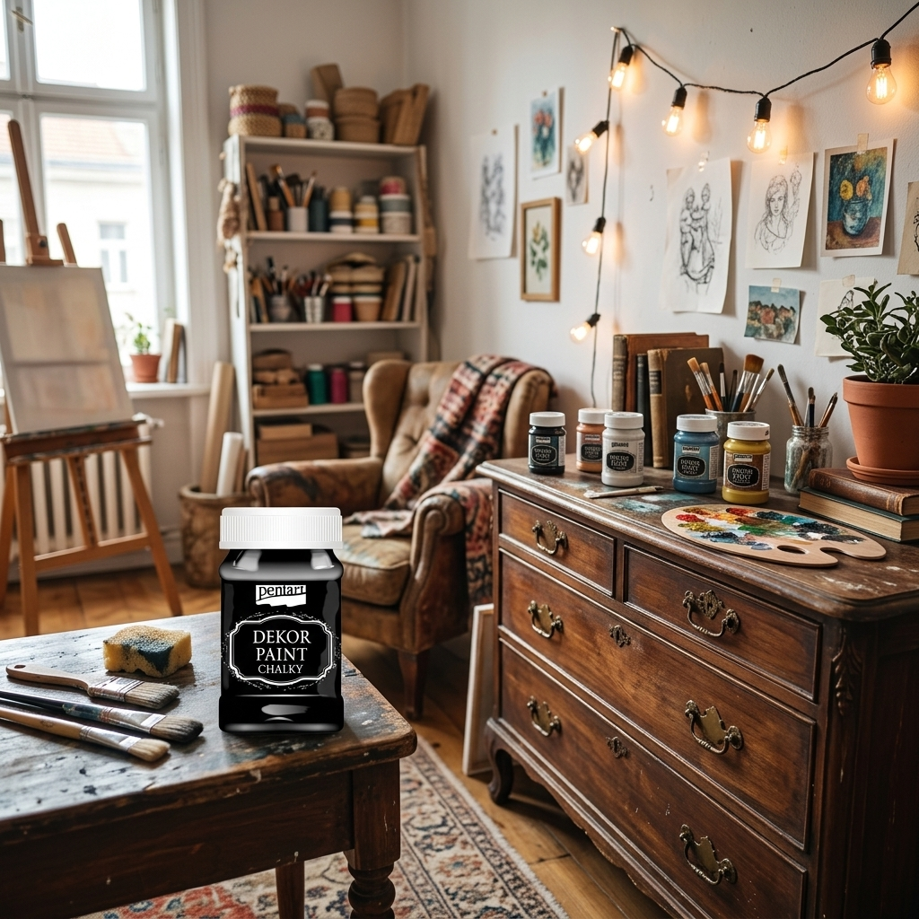 Křídová a dekorační barva PENTART 100 ml EBENOVÁ ČERNÁ