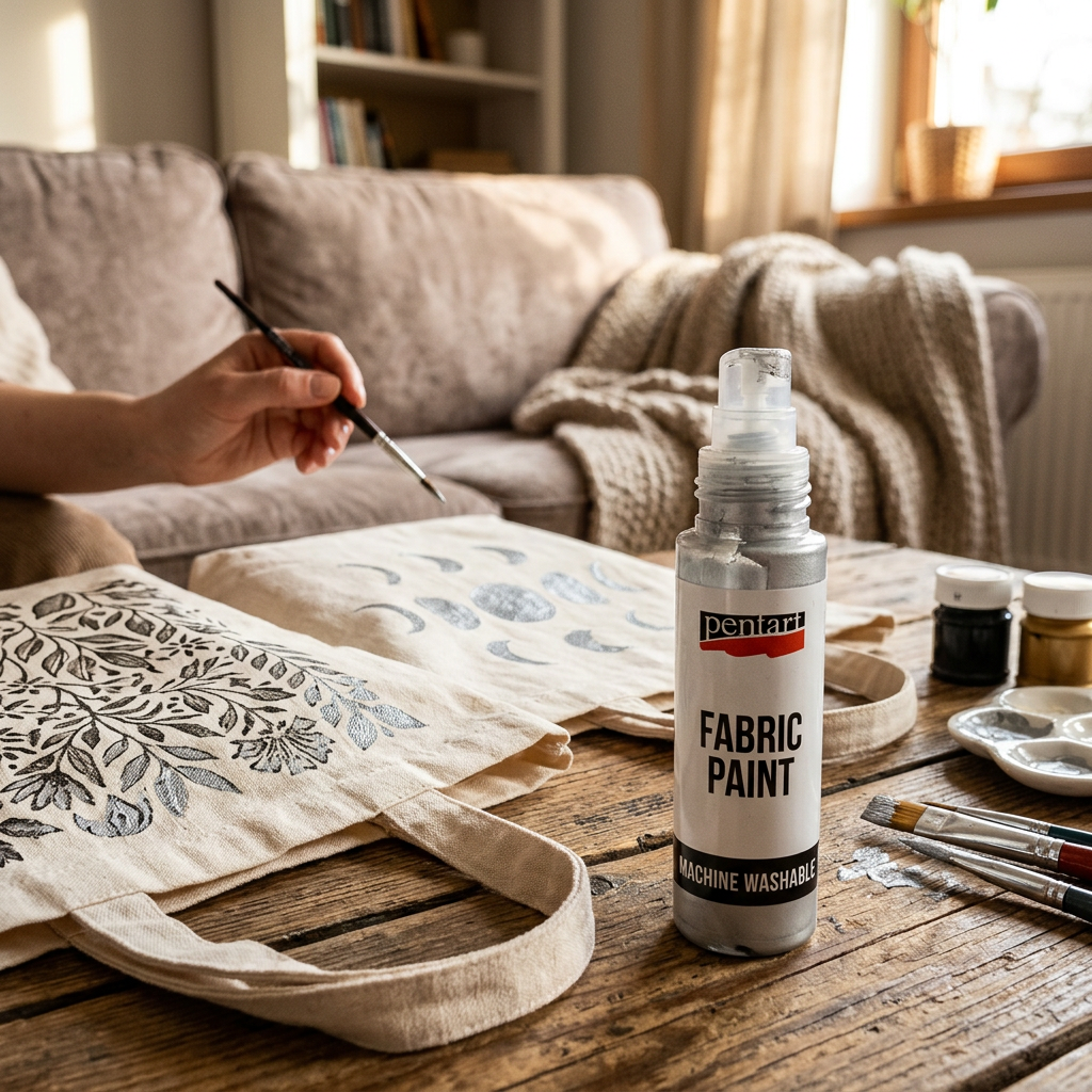 Barva na světlý a tmavý textil metalická PENTART 20 ml STŘÍBRNÁ