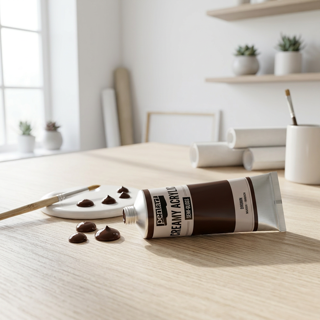 Krémová akrylová barva pololesklá PENTART 60 ml HNĚDÁ