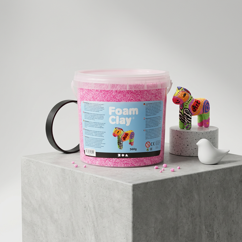 Samotvrdnoucí modelovací pěnová kuličková hmota Foam Clay NEON RŮŽOVÁ 560g