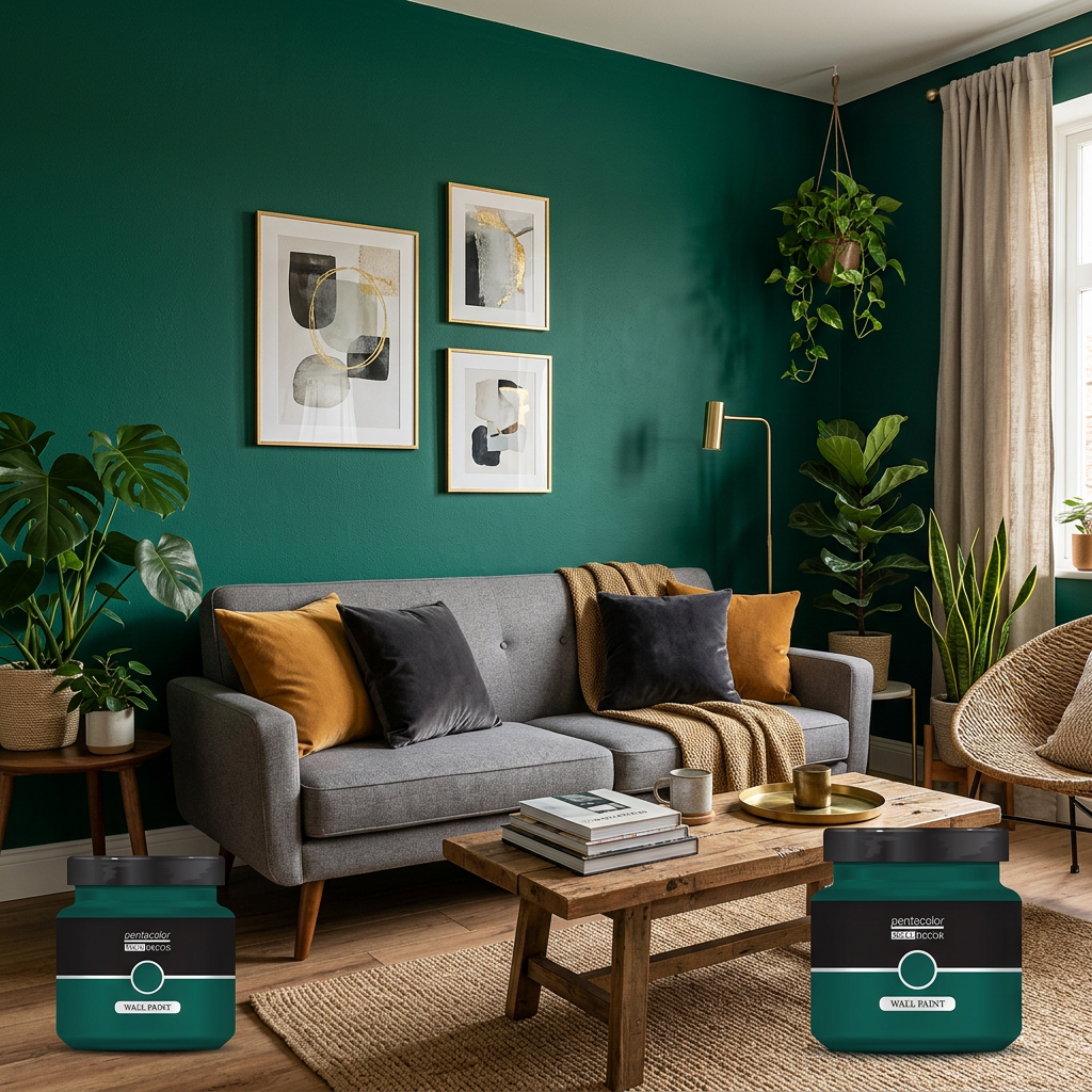 Barva na zeď WALL DECOR 1000 ml SMARAGDOVÁ ZELENÁ