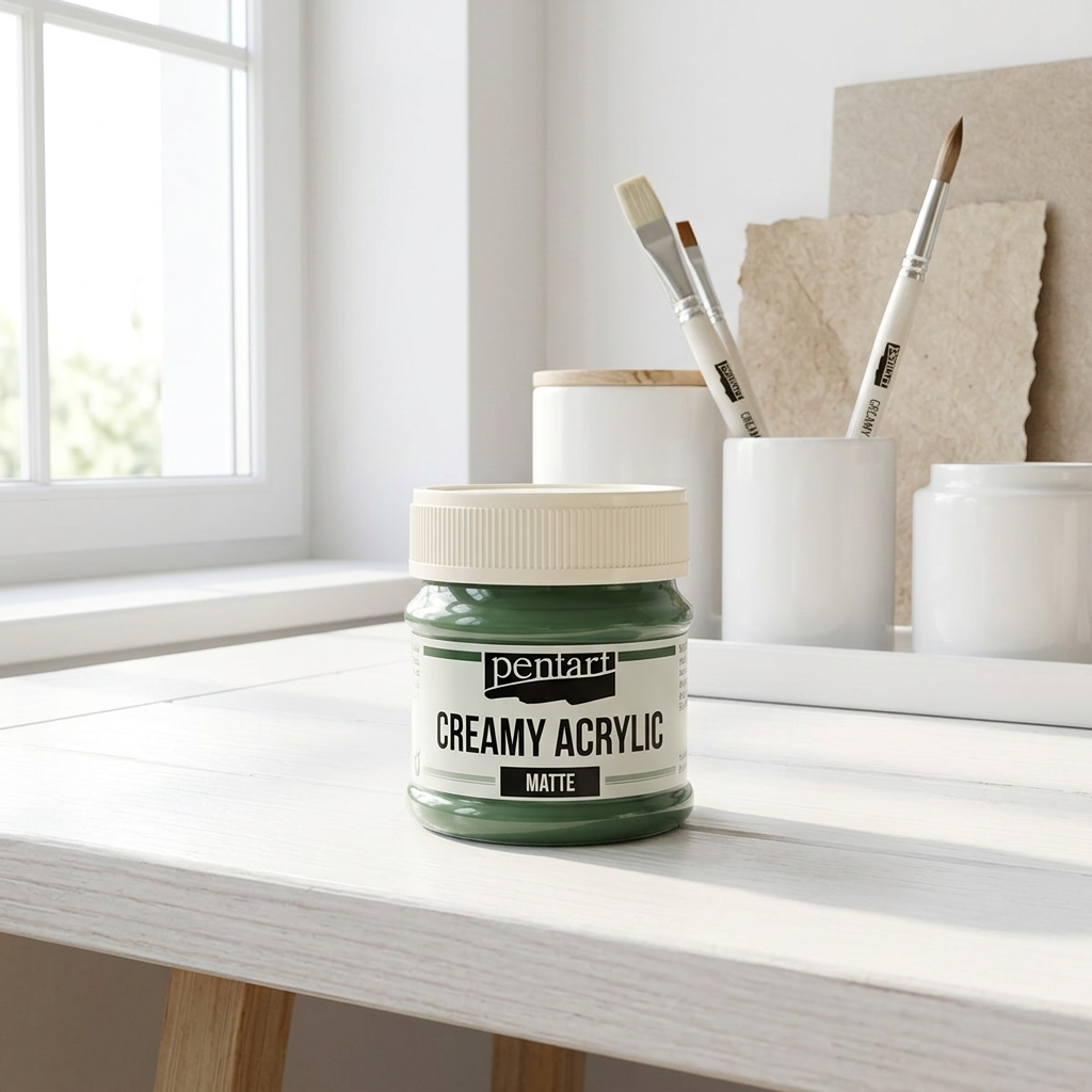 Krémová akrylová barva matná PENTART 60 ml ZELENÁ