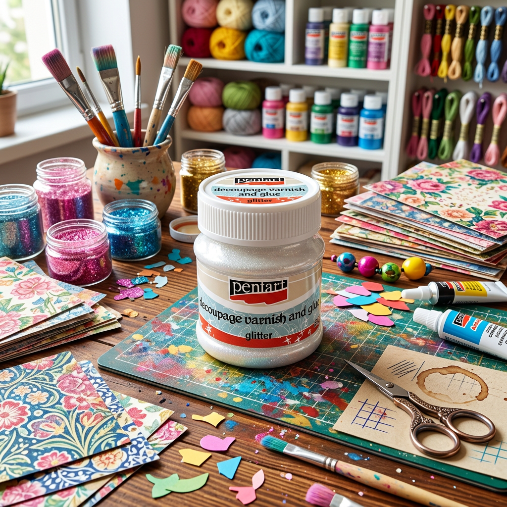 Lepidlový lak na decoupage Glitter PENTART 50 ml
