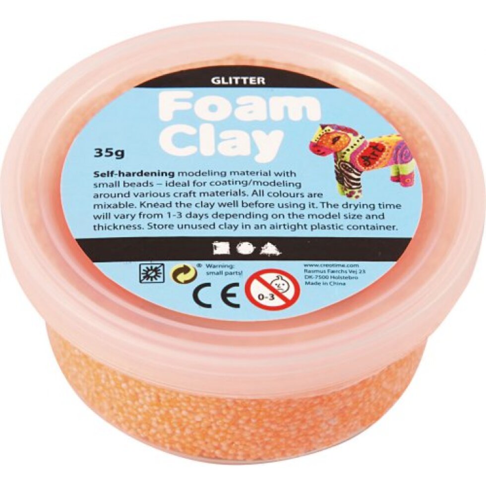 Samotvrdnoucí modelovací pěnová kuličková hmota Foam Clay 35g ORANŽOVÁ TŘPYTIVÁ