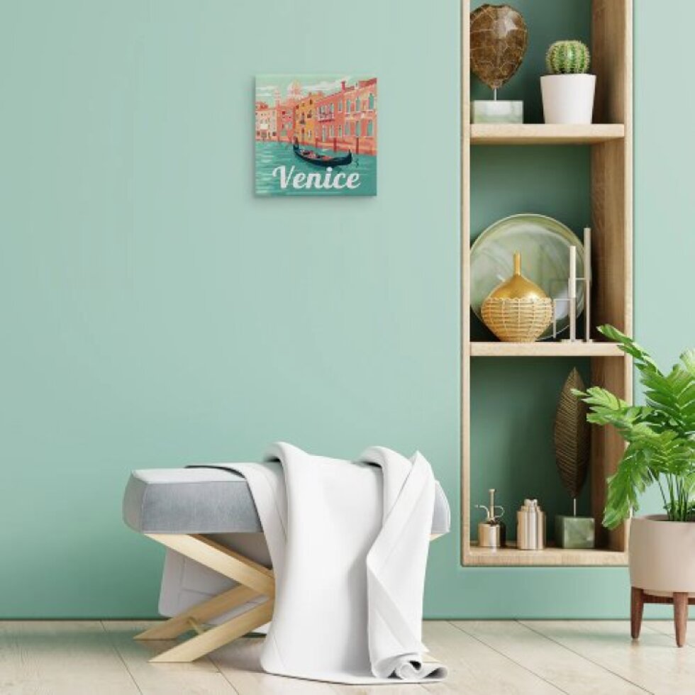 Mini malování podle čísel - Travel Poster BENÁTKY 20 x 20 cm na rámu