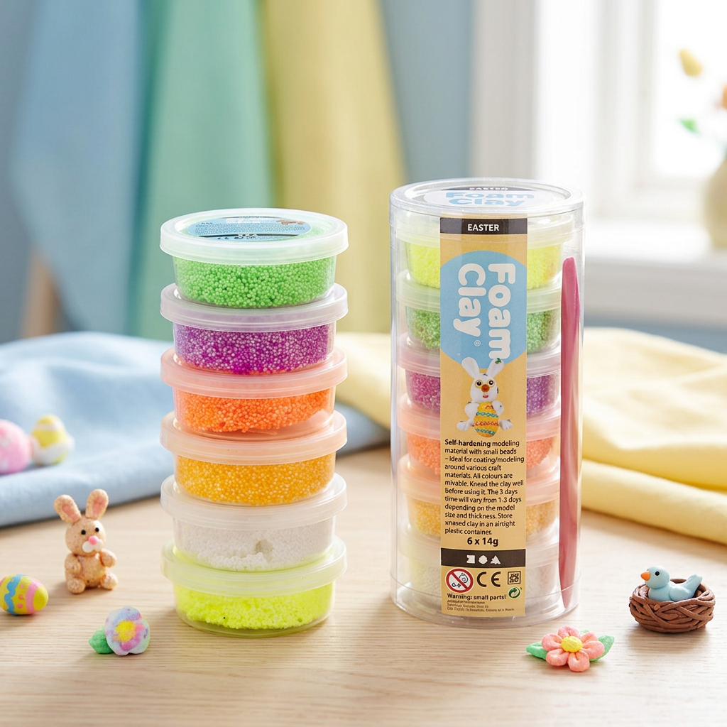 Samotvrdnoucí modelovací pěnová hmota Foam Clay SADA 6 JARNÍCH BAREV