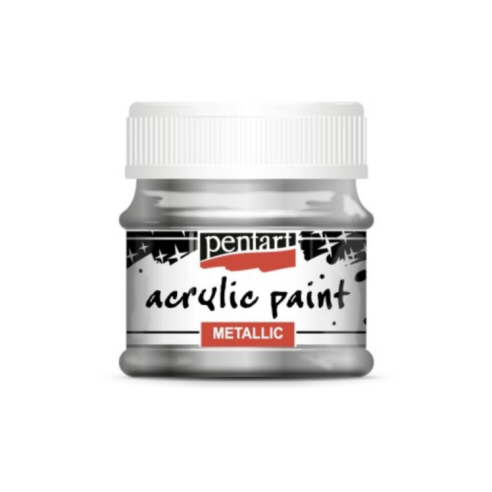 Akrylová barva metalická PENTART 50 ml TŘPYTIVÁ STŘÍBRNÁ