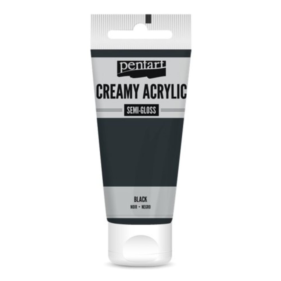 Krémová akrylová barva pololesklá PENTART 60 ml ČERNÁ