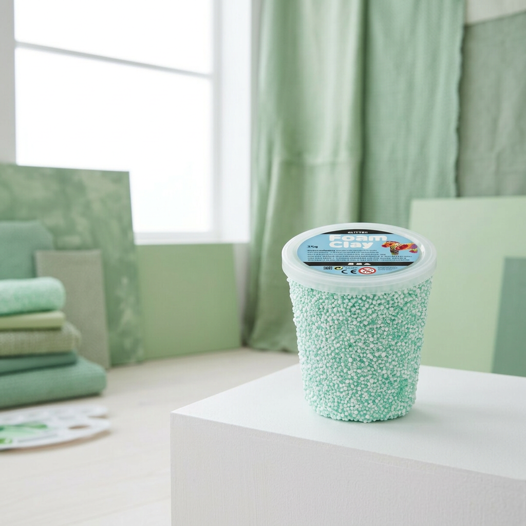 Samotvrdnoucí modelovací pěnová kuličková hmota Foam Clay 35g SVĚTLÁ ZELENÁ TŘPYTIVÁ
