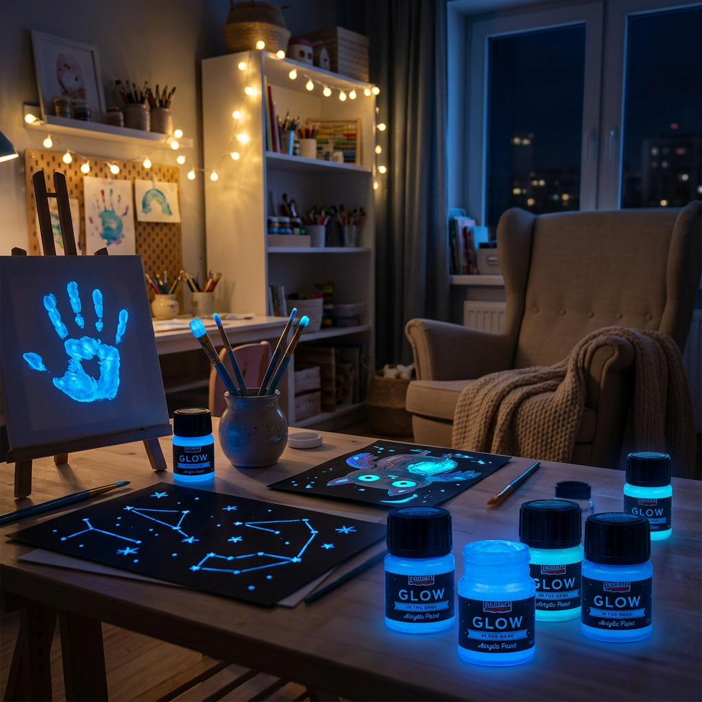 Akrylová barva svítící ve tmě PENTART 30 ml MODRÁ