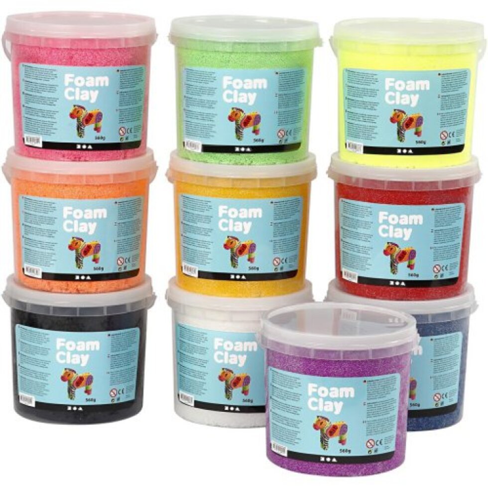 Samotvrdnoucí modelovací pěnová kuličková hmota Foam Clay SADA 10 x 560g BAREV