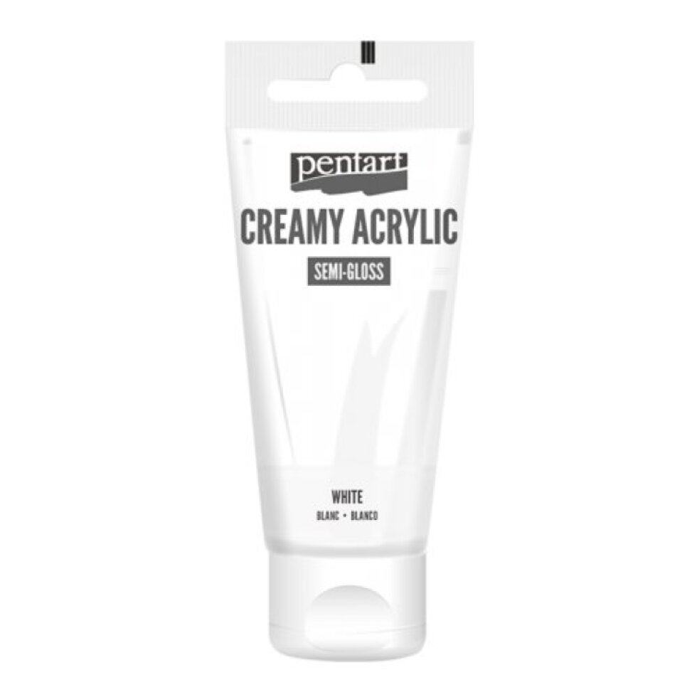 Krémová akrylová barva pololesklá PENTART 60 ml BÍLÁ