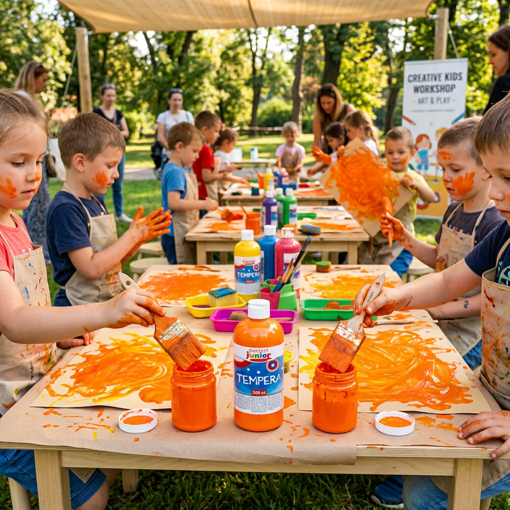 Temperová barva Junior PENTART 500 ml SVĚTLÁ ORANŽOVÁ