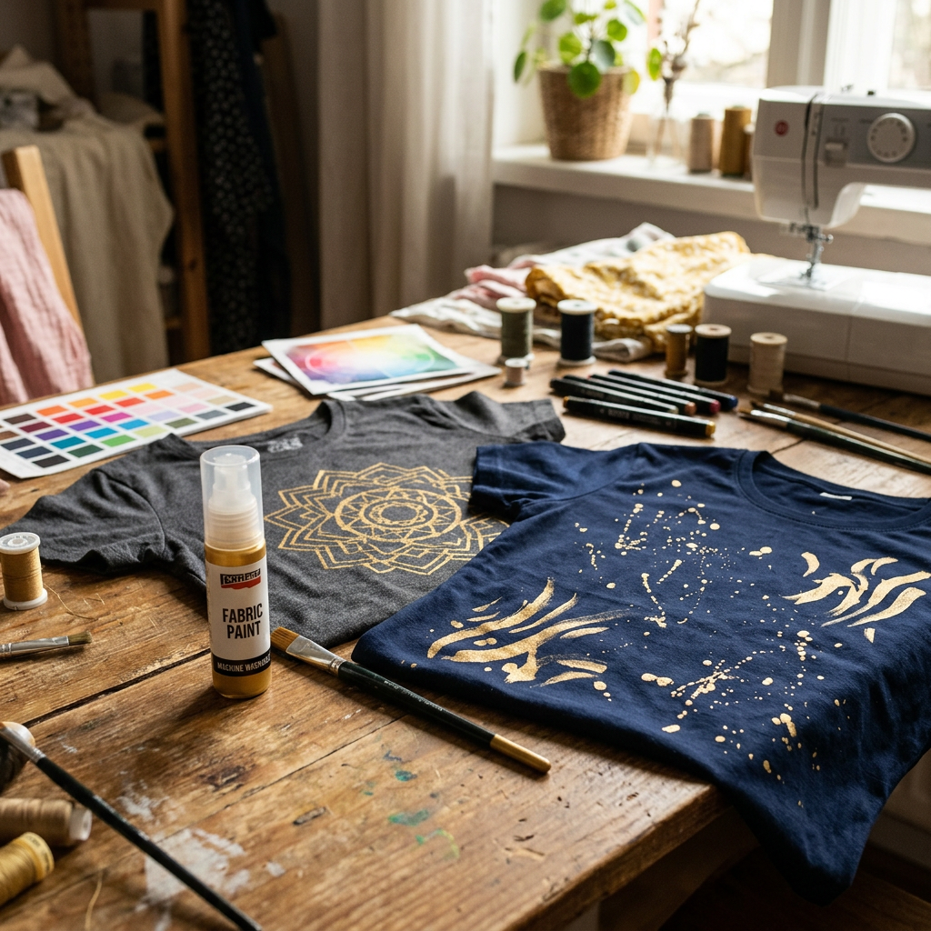 Barva na světlý a tmavý textil metalická PENTART 20 ml ZLATÁ