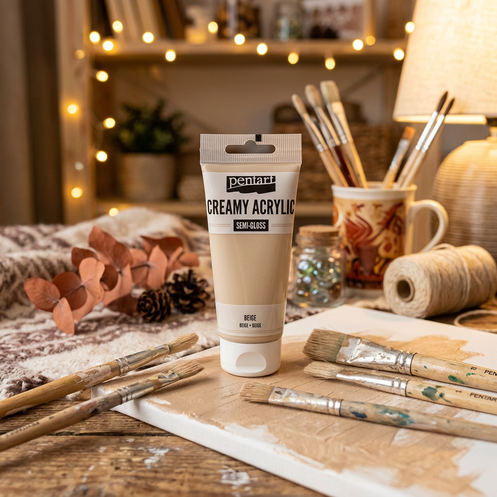 Krémová akrylová barva pololesklá PENTART 60 ml BÉŽOVÁ