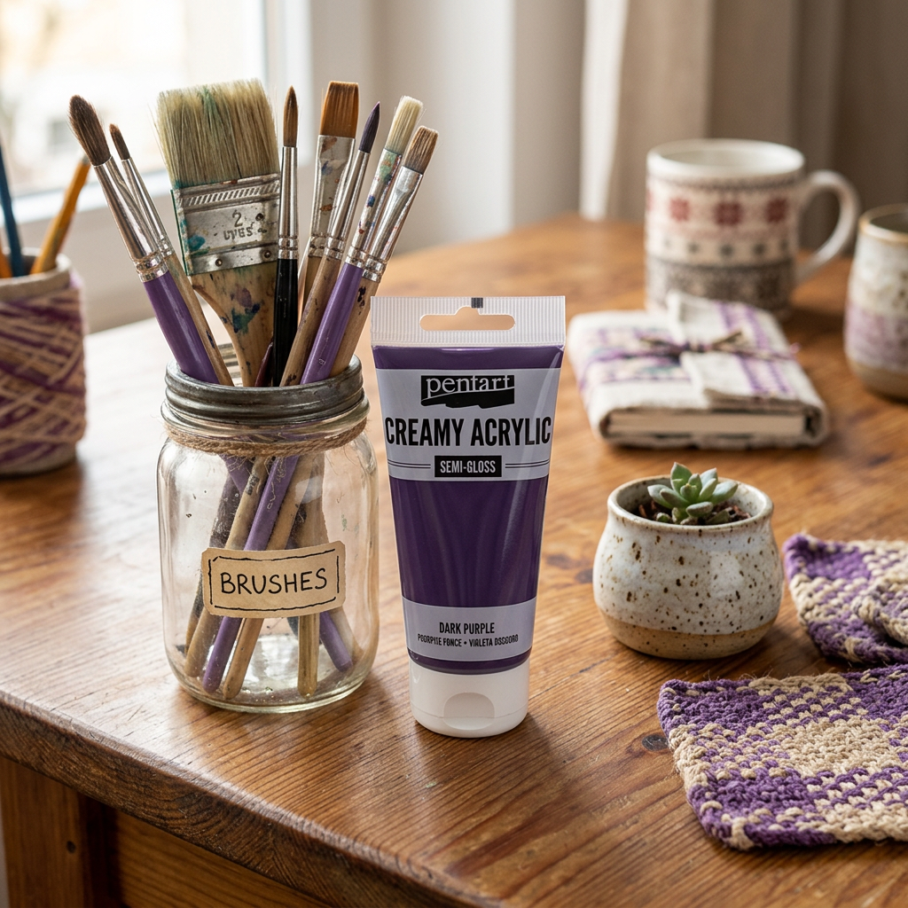 Krémová akrylová barva pololesklá PENTART 60 ml TMAVÁ PURPUROVÁ