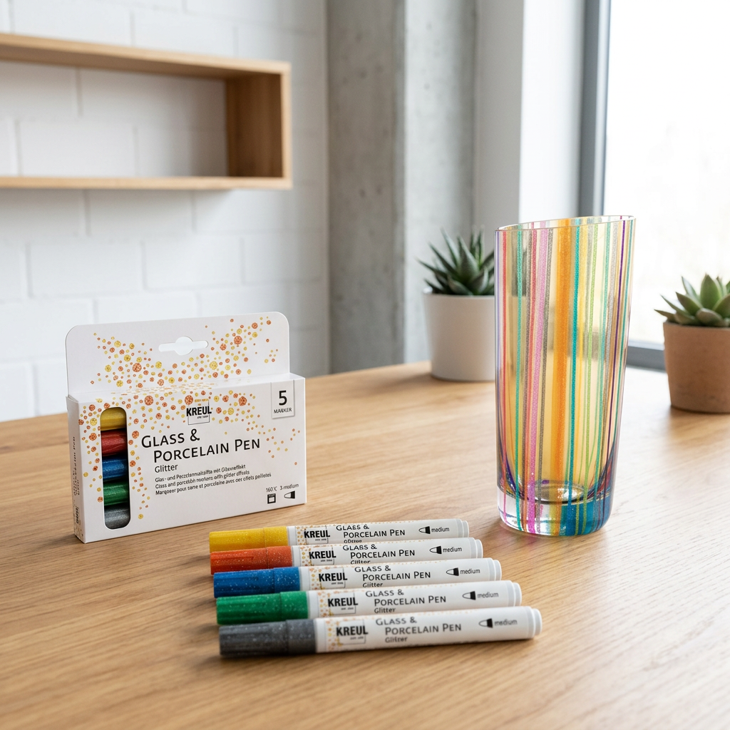 Sada fIx na porcelán a sklo KREUL GLITTER 5 barev